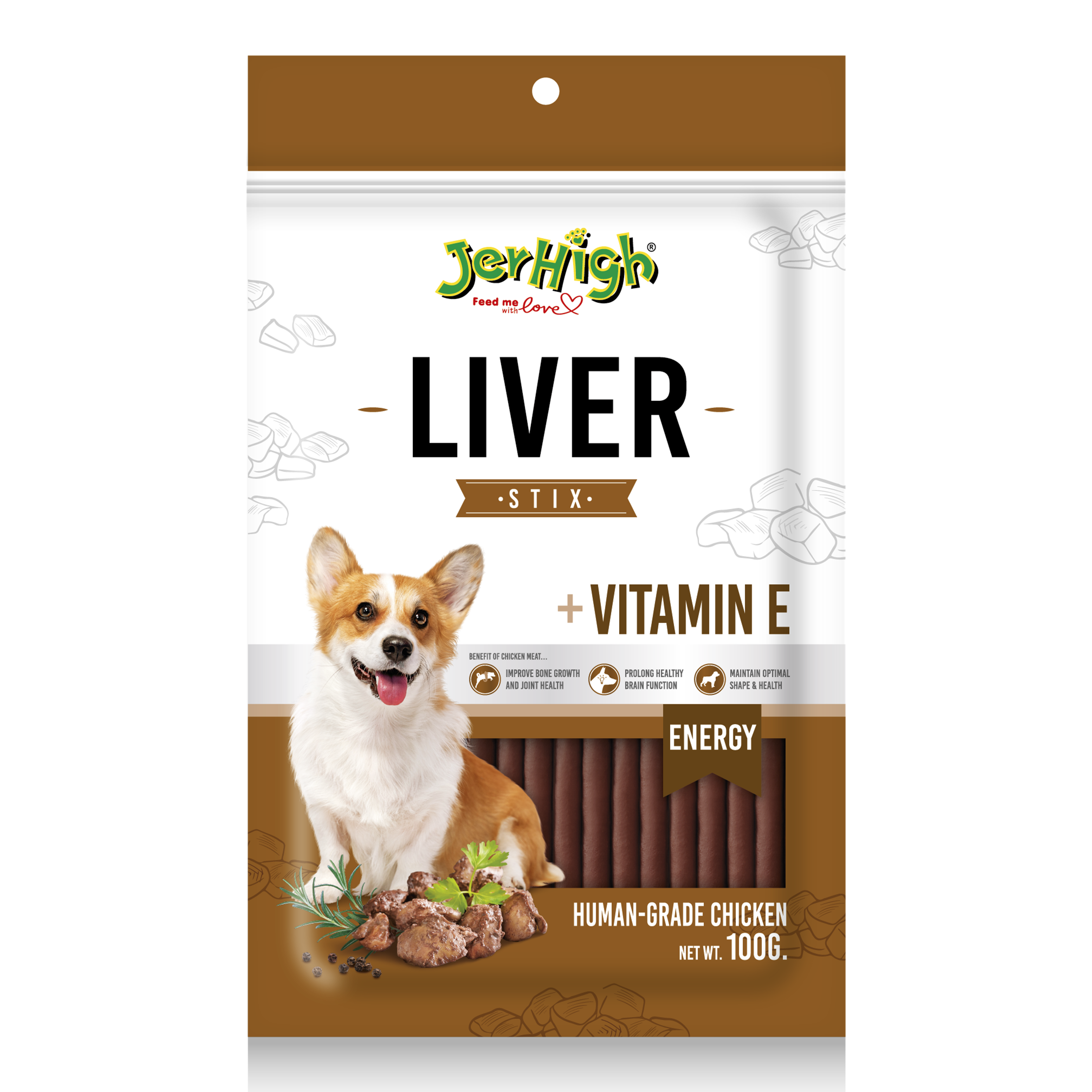 Snack Anjing Jerhigh Chicken Liver Stick 100g